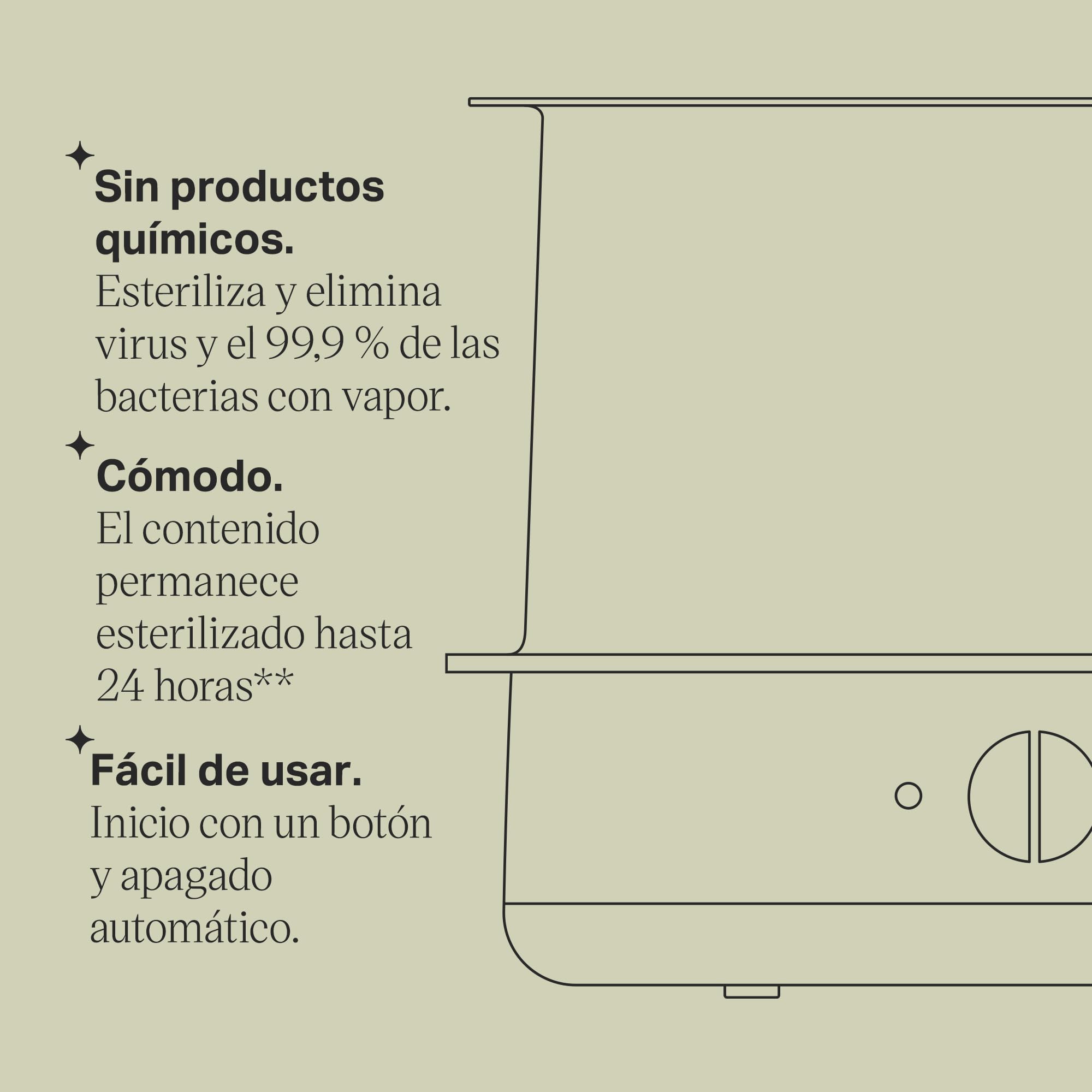 Tommee Tippee Esterilizador a Vapor Eléctrico Avanzado, Mata los Virus* y el 99,9 % de las Bacterias, Ciclo de Esterilización de 5 Minutos, Blanco