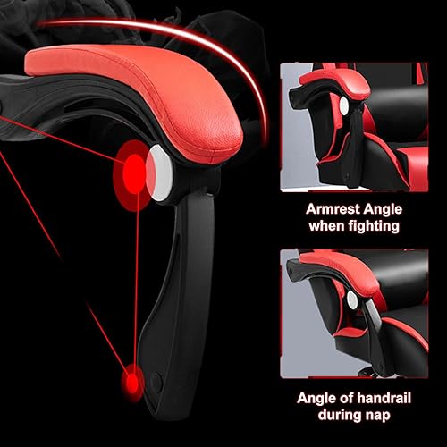 Miniatura 5 de Silla de juegos con altavoces Bluetooth y luces LED, silla de masaje para jugadores con reposapiés, respaldo alto y soporte lumbar, sillas