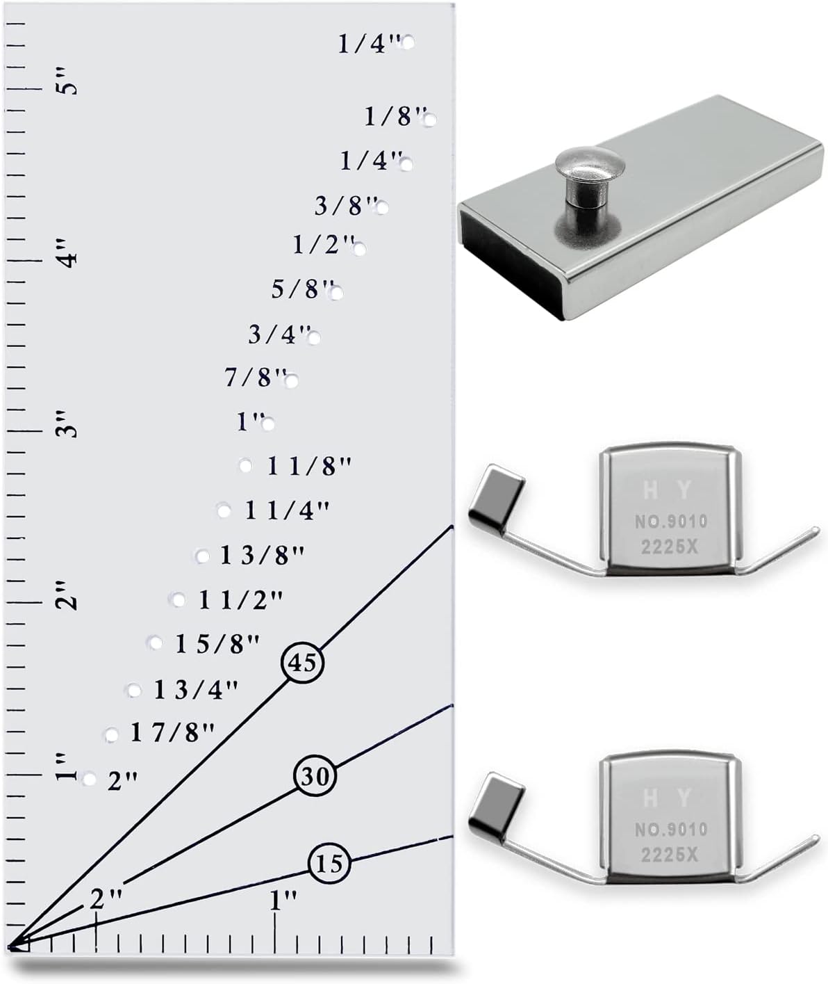 3 Pack Magnetic Seam Guide for Sewing Machine + 1 Seam Allowance Ruler, Straight Line Hems Sewing Ruler and 2 Types Perforated Seam Gauge from 1/8 to 2 Inch for Quilts, Apparel and Caps