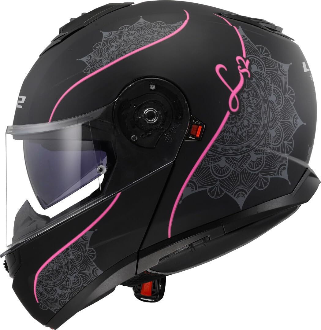 LS2, Casco Moto Modulare STROBE II LUX Matt Black Pink, S