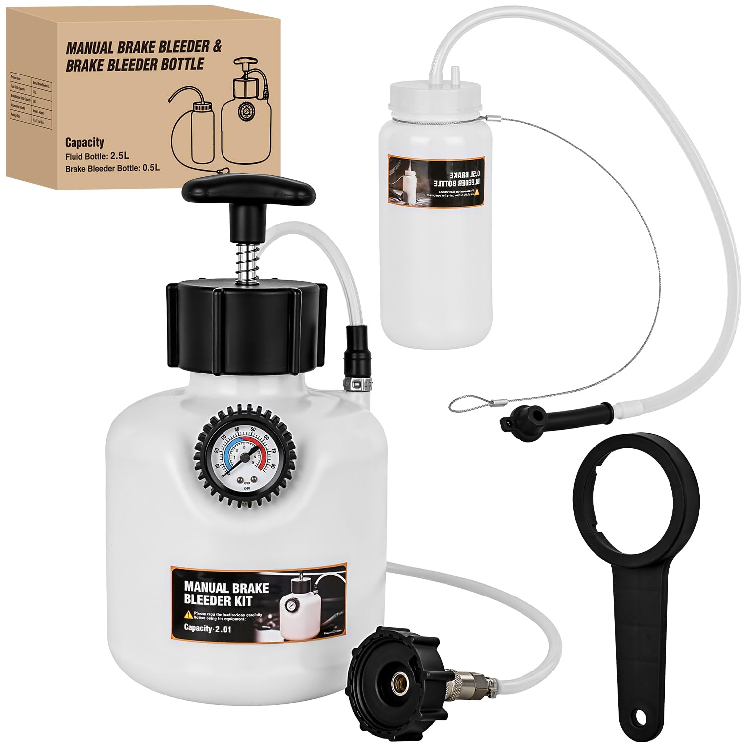 GOOACC Brake Bleeder Kit 2.5L Manual Bleeding Fluid Vacuum Pump One Person
