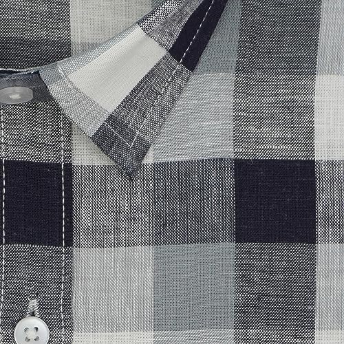 Image of GHPC 100% Cotton Checkered Half Sleeves Regular Fit Formal Shirt for Men