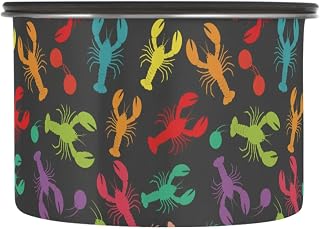 Emelivor Food Storage Containers with Lids Colorful Lobsters Stainless Steel Coffee Cereal Storage Container Airtight Rice Sugar Canister for Kitchen Pantry Coffee Bar Accessories,500ML