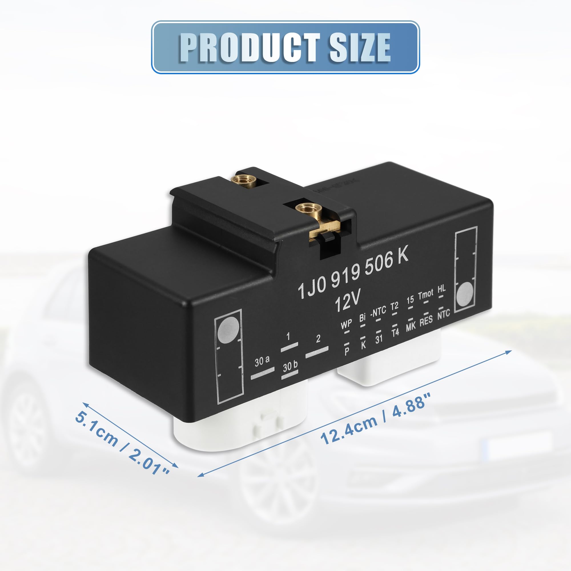 A ABSOPRO Kühlerlüftersteuermodul Für Volkswagen Beetle 2000-2010 1 Stück | Für VW Beetle Cabrio, Golf, GTI, Jetta (GLI/Kombi) Für Audi TT, OE 1J0919506K, Größe 12,4x5,1x7,3Cm, Pin 4+14 Pins