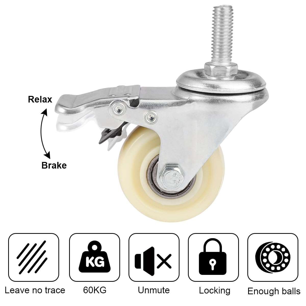 RUOTE CON PERNO FILETTATO M 8 X 15MM RUOTA CON FRENO SENZA FRENO GIREV D 50mm Grigia RUOTE CON PERNO FILETTATO M 8 X 15MM RUOTA CON FRENO SENZA FRENO GIREV D 50mm Grigia