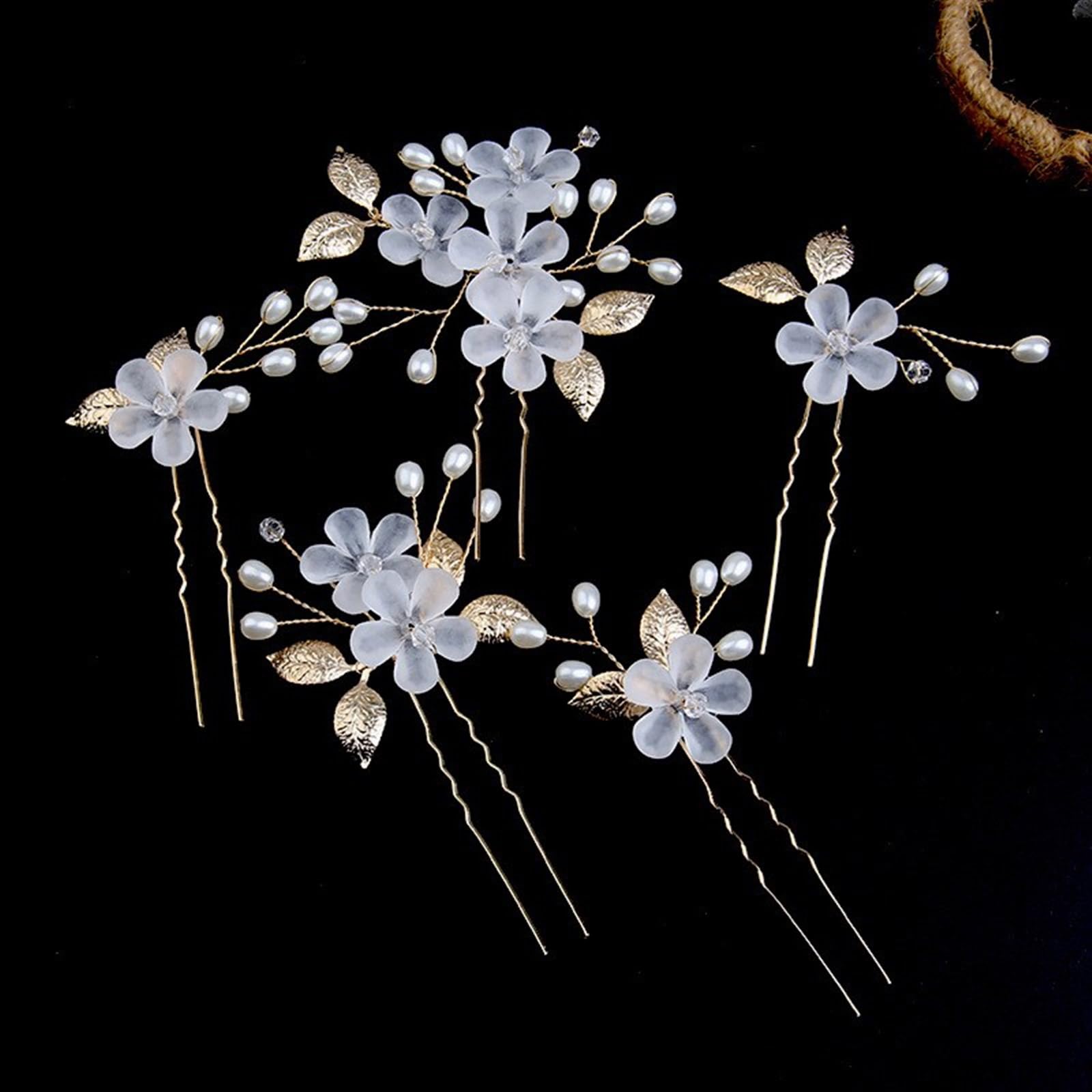 Pettinino per capelli Gracie con fiori di perle d'acqua dolce e foglie di perline