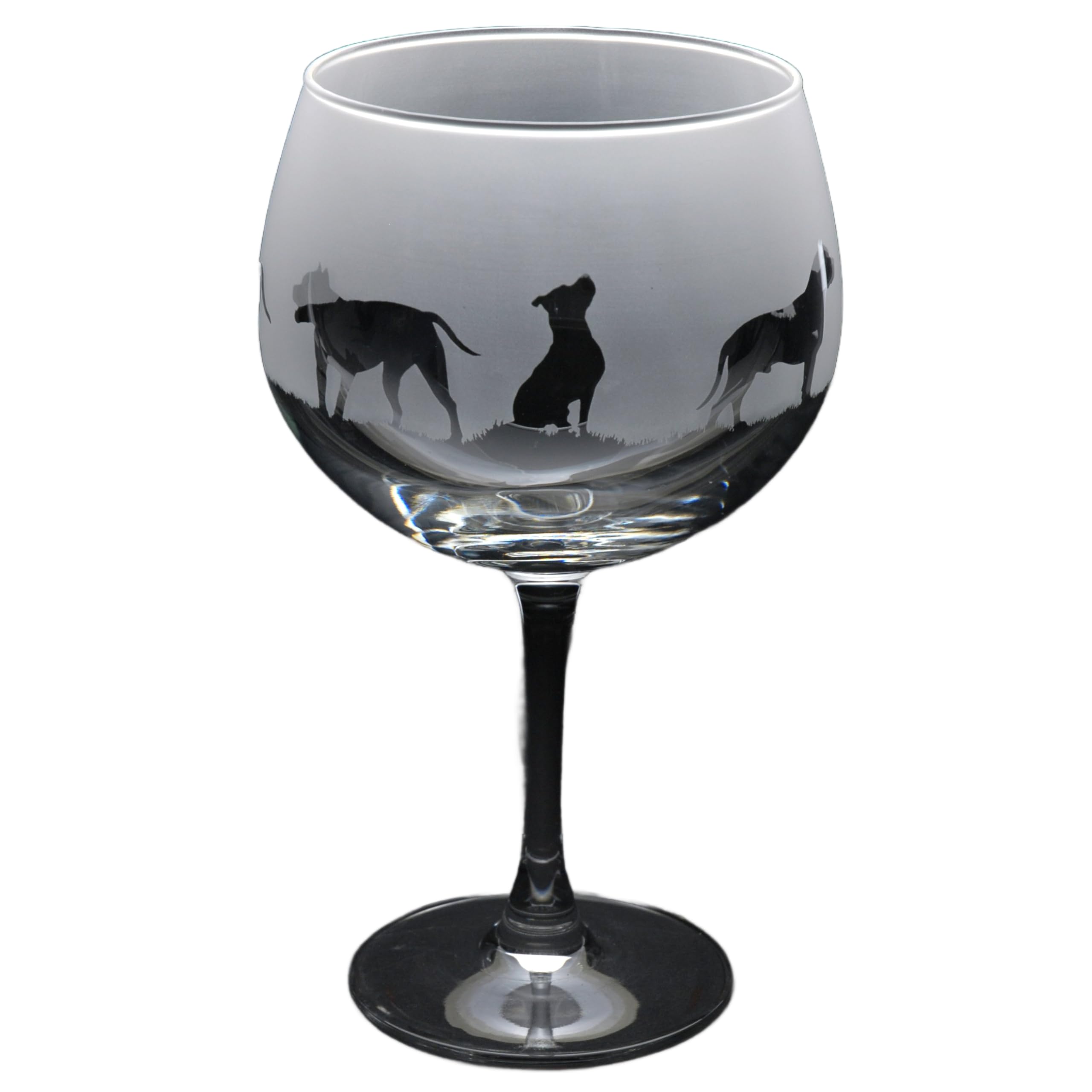 GLYPTIC Glass Art Pitbull Dog Frieze Hand Etched/Engraved Gin Cocktail Glass โ image 1