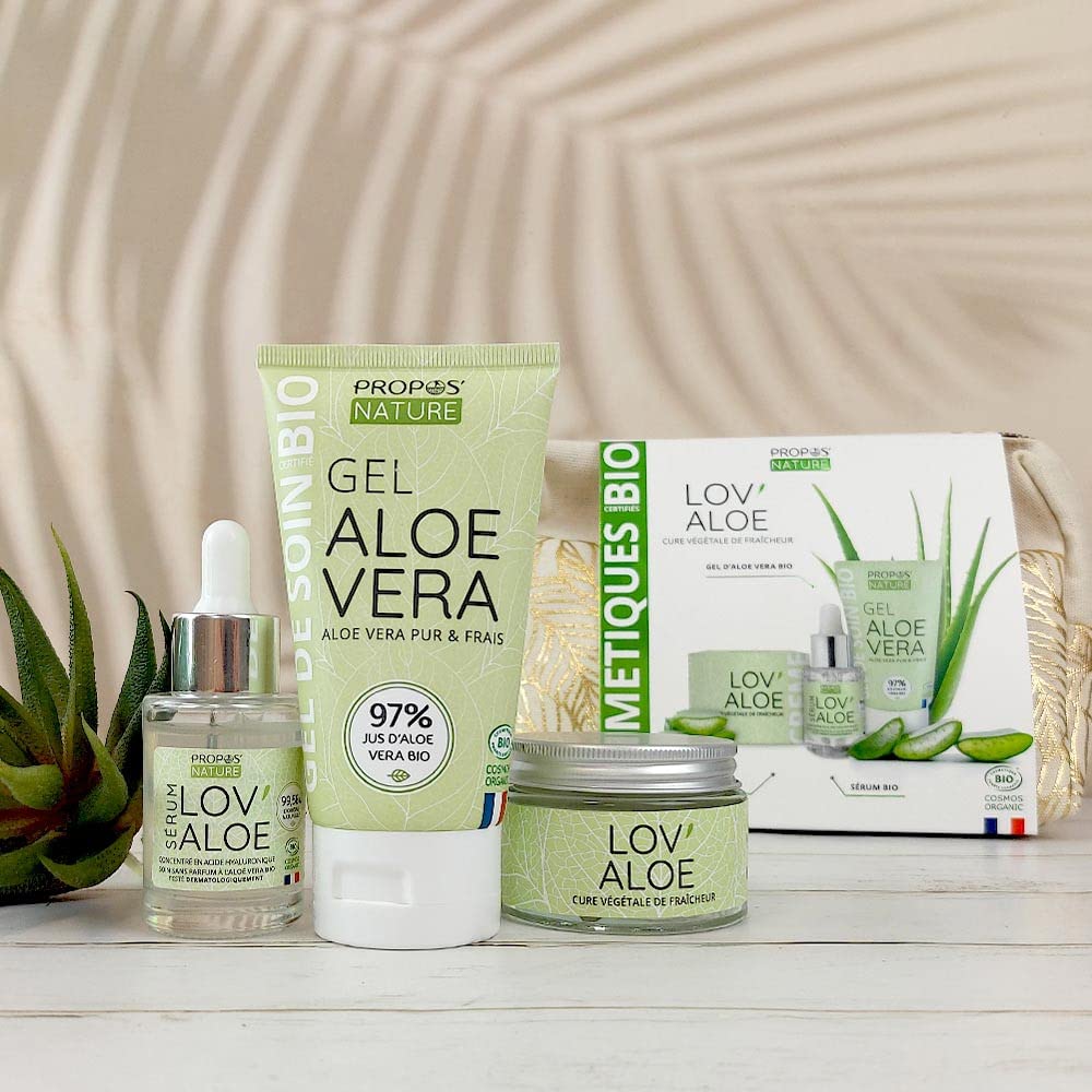 Lov'Alo Kit - Organic Aloe Vera Care Trio - Face Cream, Aloe Vera Gel and  Serum - Made in France Propos'Nature : Amazon.com.be: Beauty