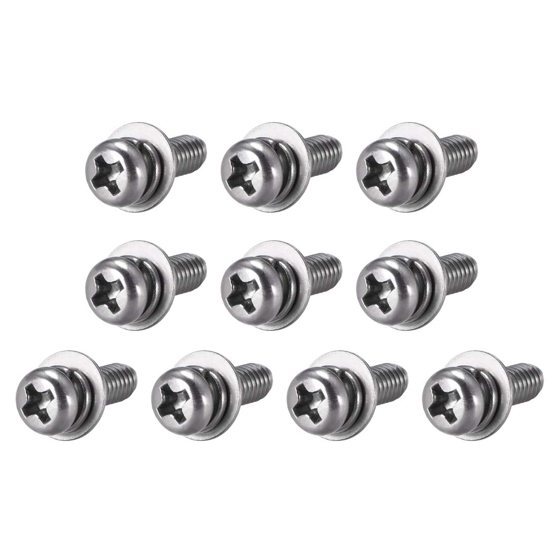 10 Vis M4x16mm Acier Inoxydable Tête Ronde Phillips Avec Rondelle - Uxcell, Neuves