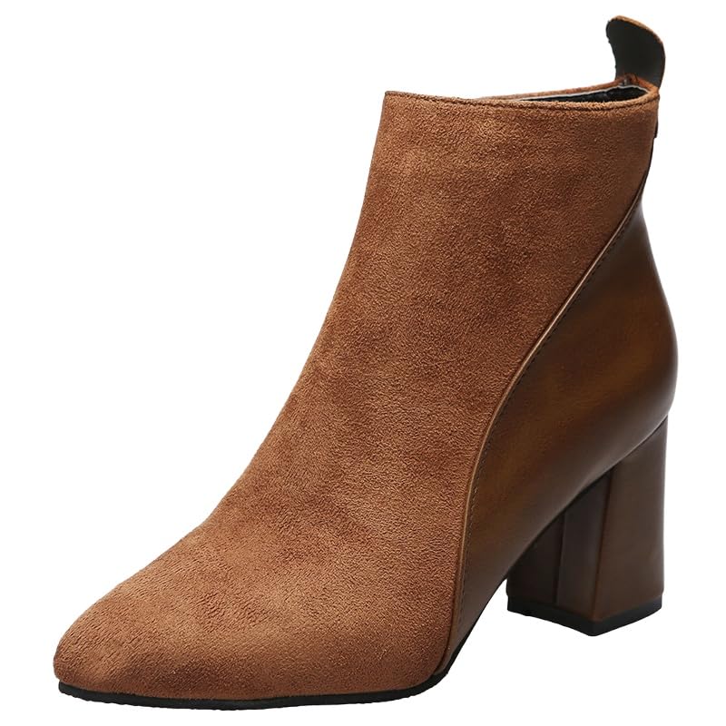 Womens large-size pointed-toe high-heeled boots with side zippers in solid colors fashionable and versatile suitable for office commuting