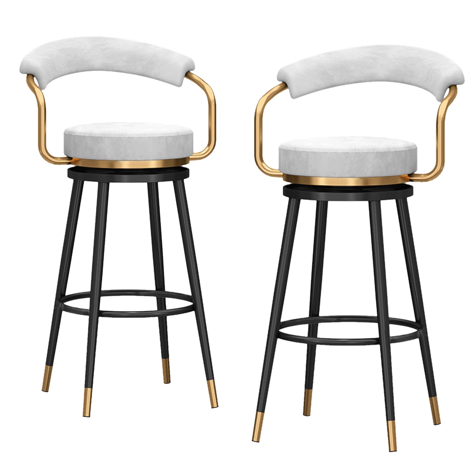 Tabourets de bar pivotants 75 cm en velours pour îlot de cuisine et comptoir
