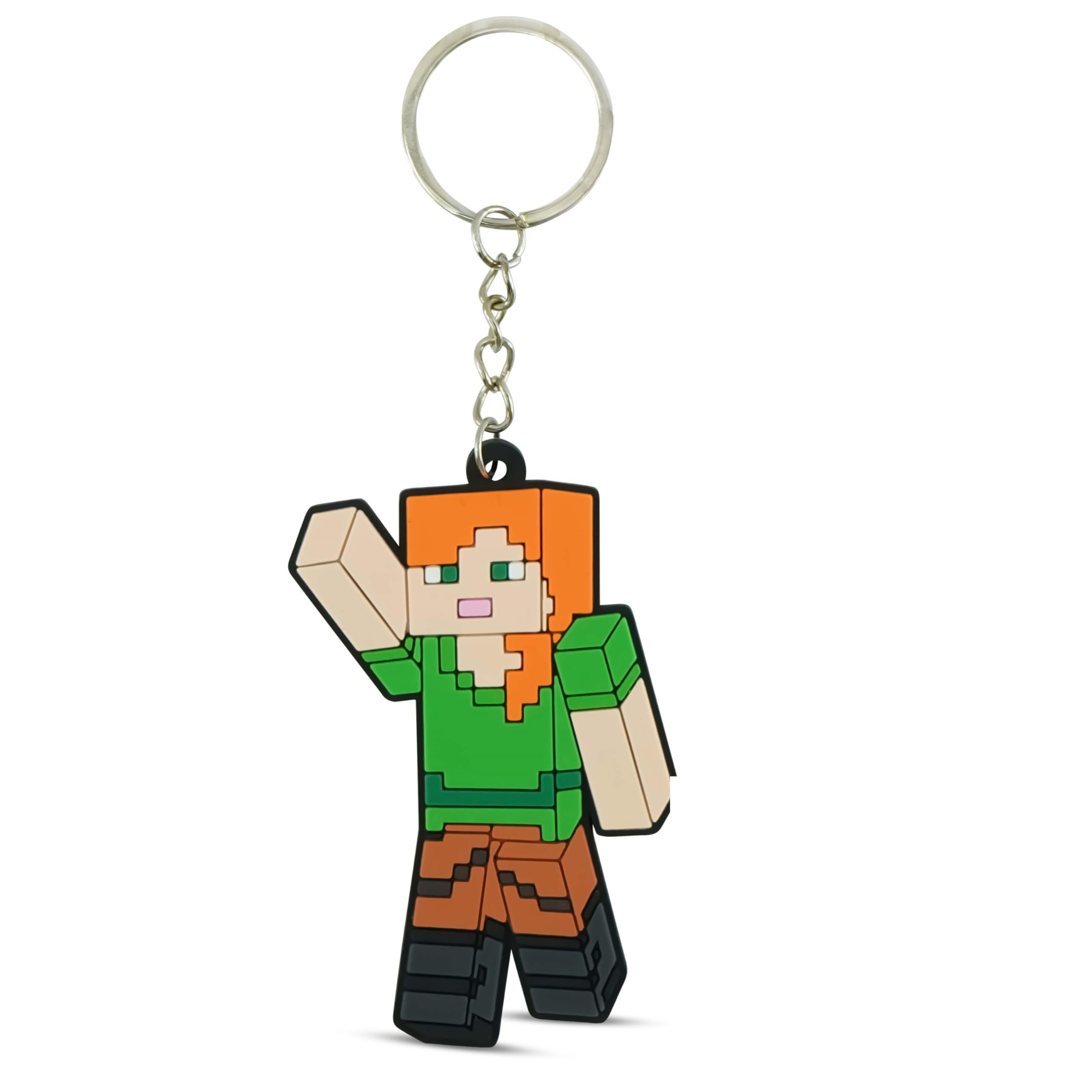 Srv Hub Unisex Kids 1X Alex Keyring Minecraft Alex Kids Bag Keychain, Soft Pvc Cute Keyring, Birthday Return Gifts For Kids, Thank You Gifts Party Bag Ideas, Classroom Prizes Kid Key Ring Size 13.5Cm