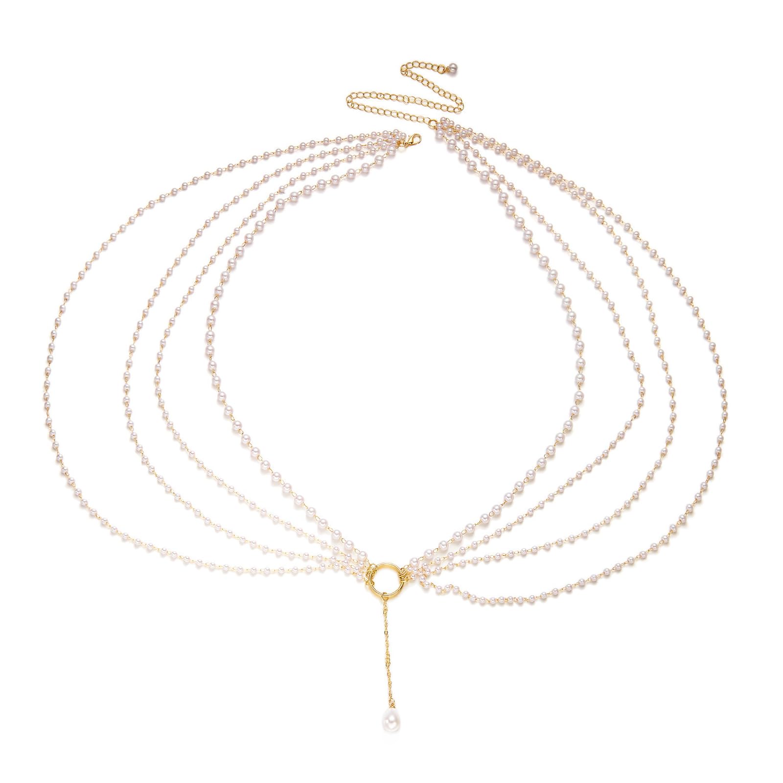 Sexy Multilayer Beaded Waist Chain for Women- Summer Beach Beads Body Chains Jewelry Festival Rave White Pearl Tassel Waist Belly Chain Accessories Jewelr-image-38