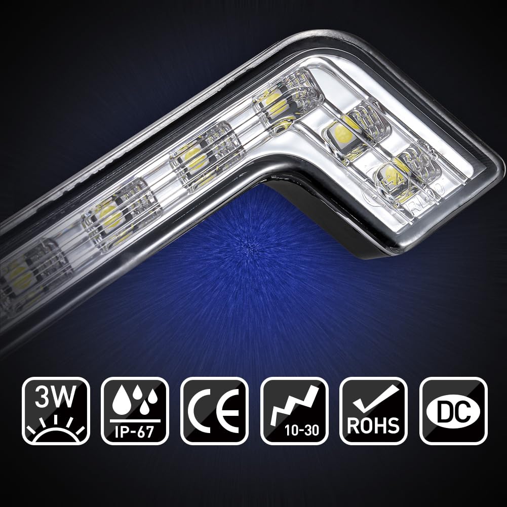 KATUR 12V Bianco DRL Luci Diurne Fendinebbia Anteriori, 2 Pezzi