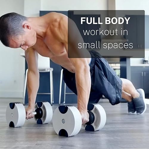 Miniatura 5 de Oferta en paquete dos mancuernas ajustables (blanco de 80 libras) + soporte para mancuernas + banco ajustable (4 artículos)