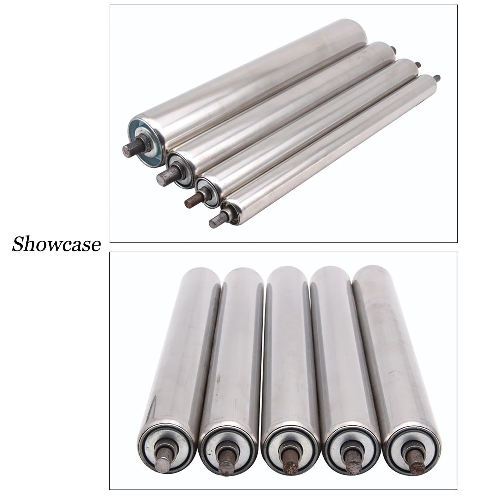 Edelstahl Schwerkraftrollen 5 Stück, Ø50mm Länge 300mm | Metall Ersatzrollen, verschiedene Durchmesser für Industrieförderanlagen(C 38mm/1.5'',L500MM(19.7in))