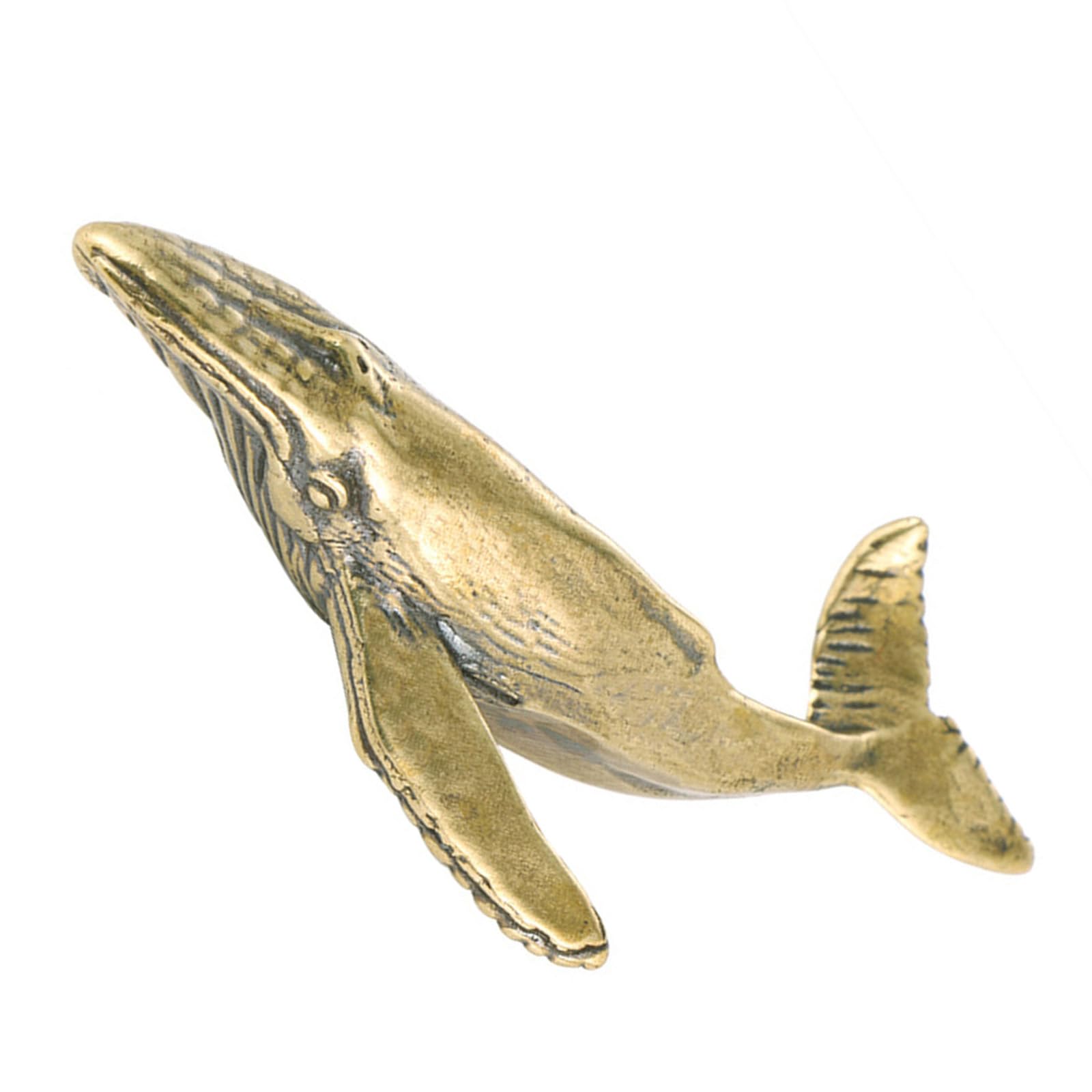 hogtnd Whale Miniature Sculpture, Brass Sea Animal Figurine, Antique Ornament, Fengshuis Decoration for Home, Office, Desk, Vintage Whale Ornament