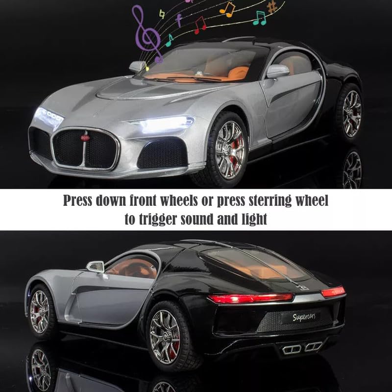 Image of Model 1:24 Bugatti Atlantic Model Alloy Metal Pull Back Die-cast Car Openable Doors with Sound and Light Vehicle Car Toy for Kids - Multicolor