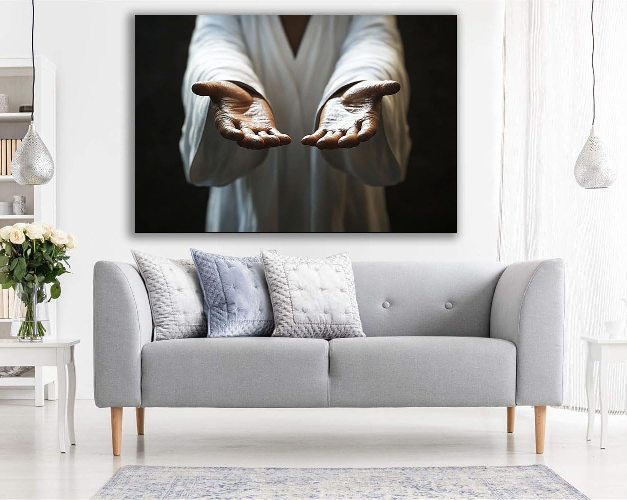 DMZPKZB Chrystus Malarstwo Dekoracja ścienna Religia, Religia Chrystusa Malarstwo Dekoracja ścienna - 50 x 70 cm oprawione (biały)