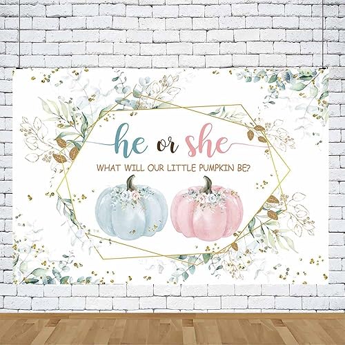 Miniatura 5 de Fondo de fotografía de calabaza de otoño de 7 x 5 pies, diseño de calabaza para baby shower, fondo de fotografía de hojas de eucalipto para niño o