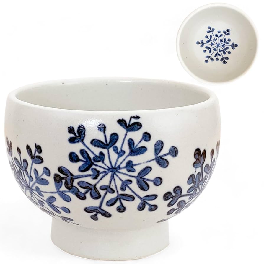 Amazon｜匠美風 高台 抹茶茶碗 陶器 雪の華 抹茶碗 matcha bowl