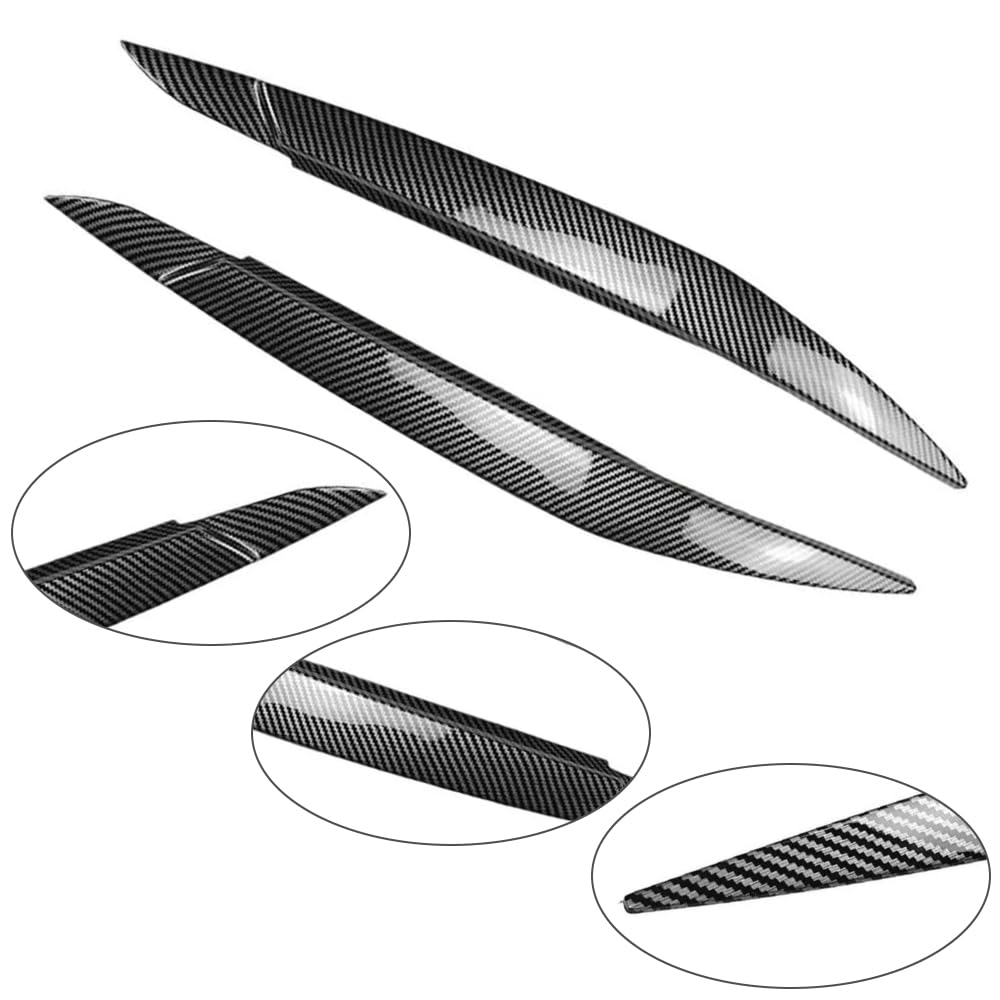 Tapa de ojo para faros delanteros, 2 piezas para faros delanteros de coche, acabado de fibra de carbono, cubiertas de párpados compatibles con BMW X6 E71 E72 2008-2014