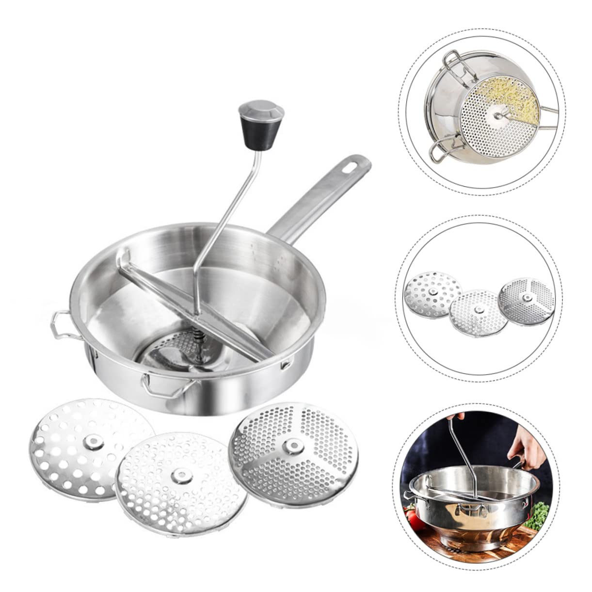 MAGICLULU Küchenutensil Lebensmittelrührer aus Edelstahl Sicher für Küche für Langlebig Edelstahl Gemüse und Speisen Kochen | Silber, Küchenutensilien für Kochen, Sicher und Langlebig, Eco Freundlich