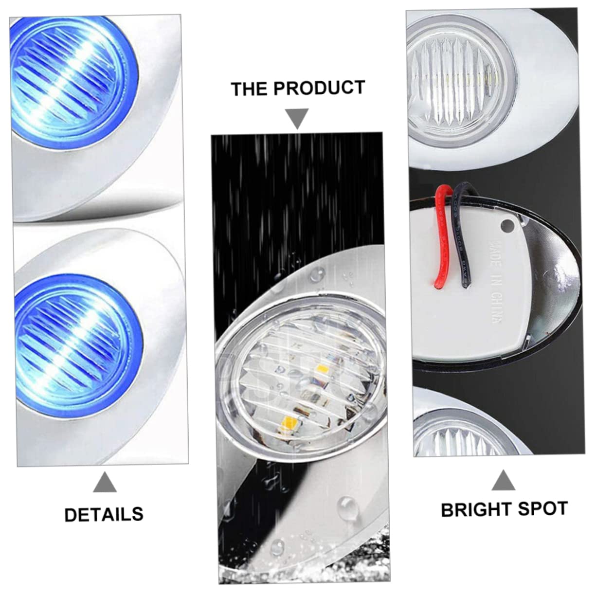 KOMBIUDA Luci di Navigazione LED per Barca a Poppa 4 Pezzi 12v Blu | Corpo in Abs PC Cromato, 3 LED Integrati, Impermeabili, per Rimorchio Nautico e Imbarcazione
