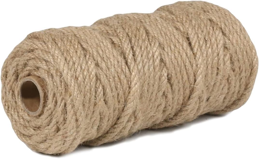 10Pack 4mm Natural Jute Twine Rope 1200 Feet Twisted Heavy Duty Thick Twine for Cat Scratching Post Tree Craft Projects Garden Home Decoration Packing Bundling (Brown-120Feet/Roll)