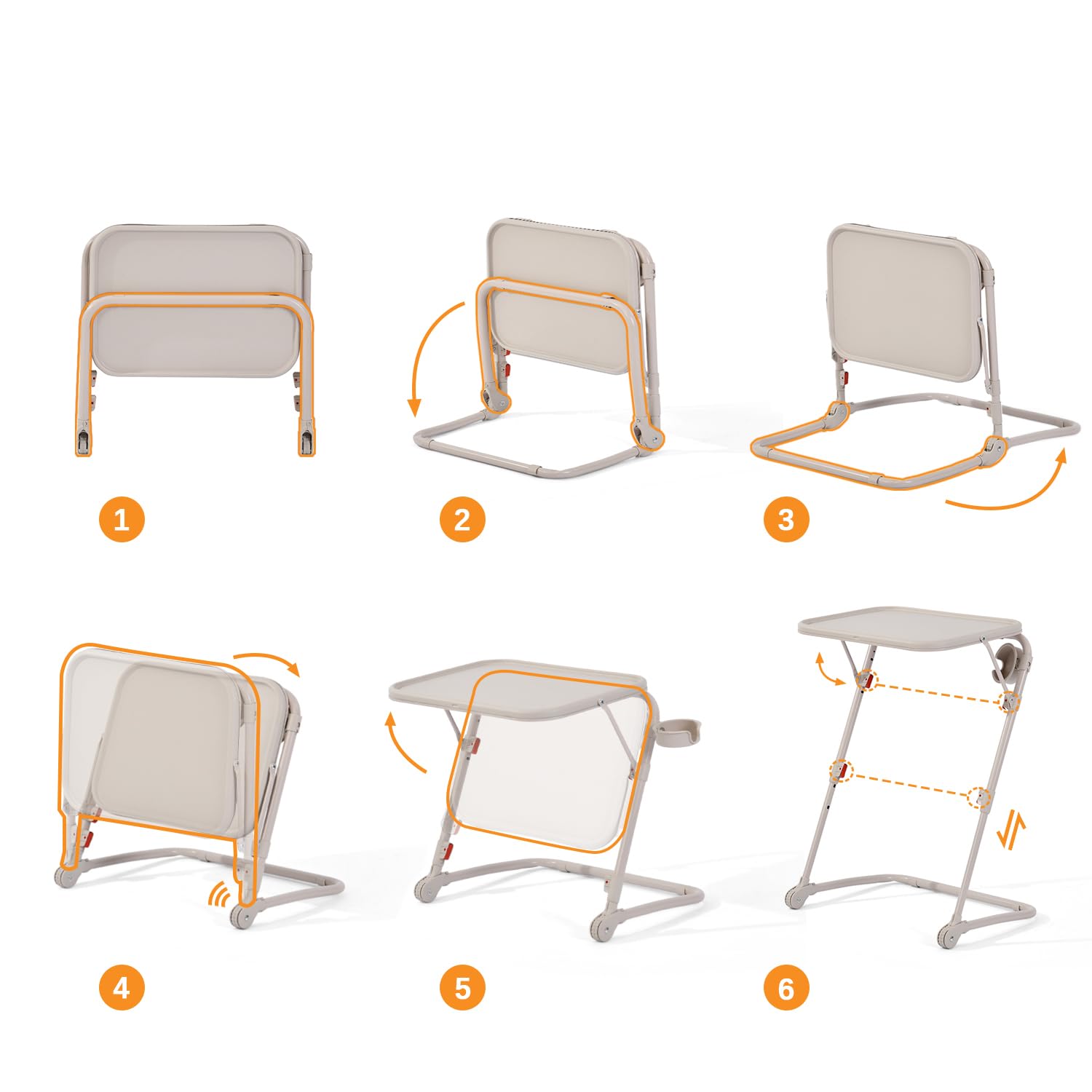 MEUBLE COSY Tavolino da Salotto, Tavolo Laterale Regolabile per Divano con Piano Inclinabile, Beige