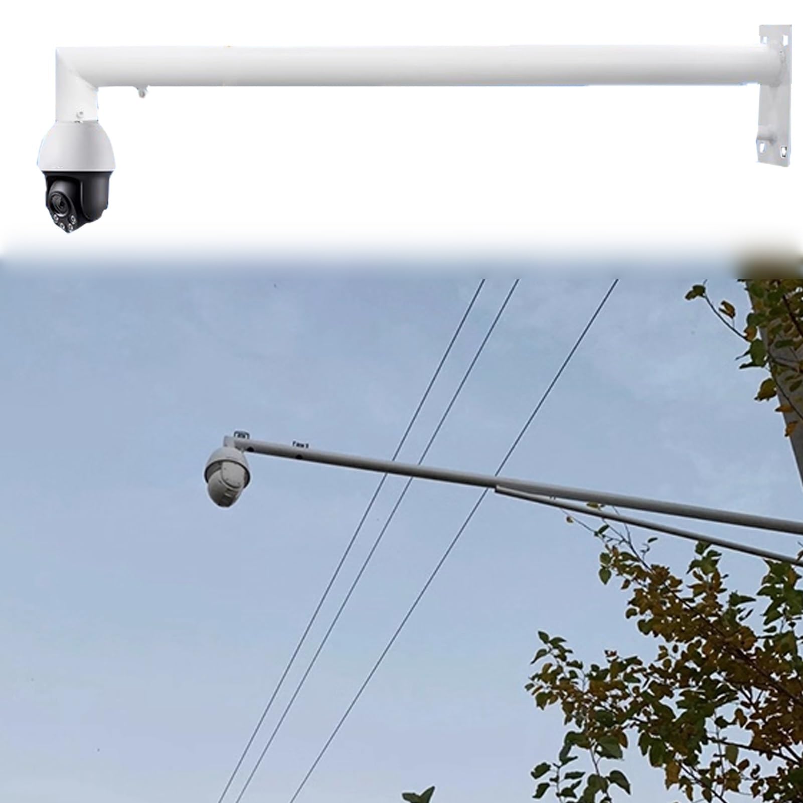 Aioneer Adjustable Security Camera Pole Mount - 1.6 To 6.6 Ft/Ip Surveillance Bracket For Outdoor Corners, Durable Steel, Easy Install, Single Ball Design-Single Ball-0.5 m(1.64 ft)