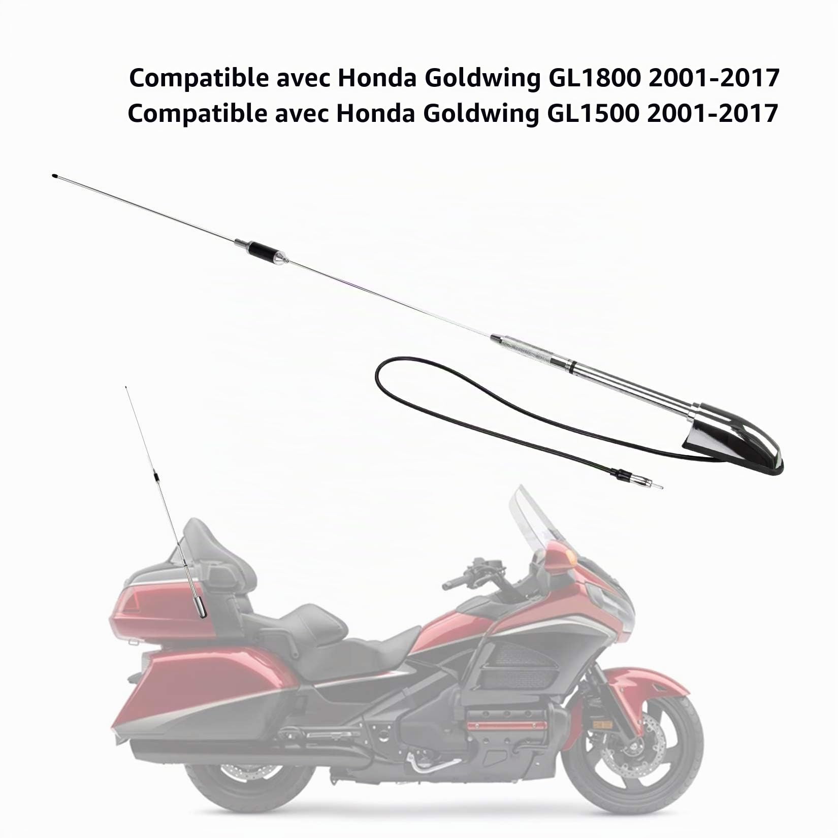 PSLER® Kit Antenne de Moto, FM / AM Réception Radio Aérienne pour Goldwing GL1800 GL1500 2001-2017