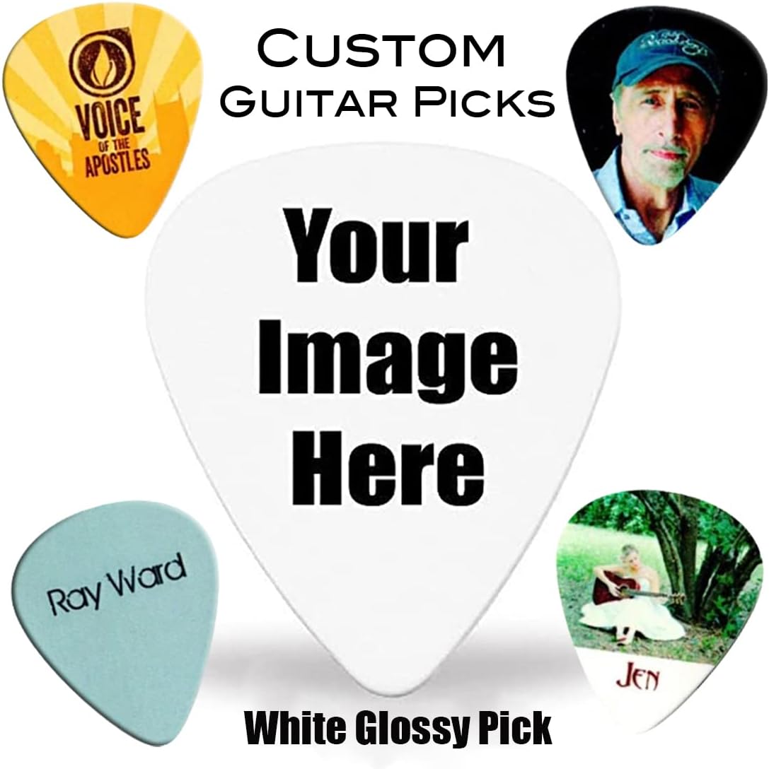 - Personalized Guitar Pick - White Eco Friendly Biodegradable - Full-Color Custom Guitar Picks with Your Photo or Design. Durable Material with Detailed Print. Great Gift for Any Musician. (5)