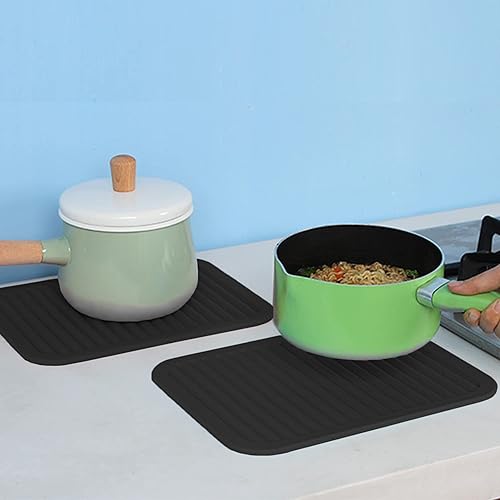 Miniatura 7 de AD Juego de 2 alfombrillas de silicona para ollas y sartenes calientes, fáciles de lavar y secar, almohadillas calientes de secado multiusos,