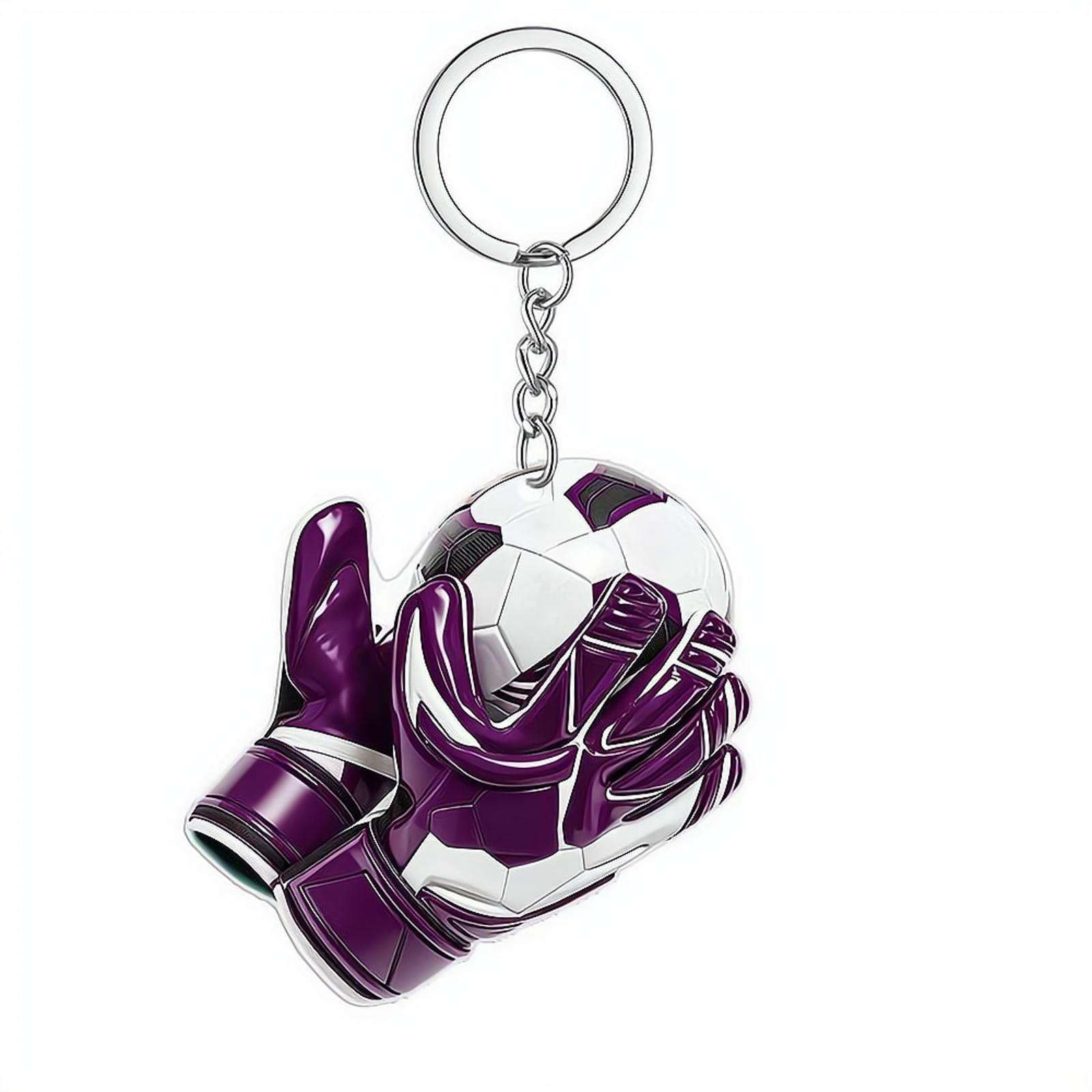 Goalkeeper Glove Keychain, Gloves Soccer Ornament, Gift for Goal Keepers SoccerPlayer Gift Idea SoccerTeam Gifts Soccer Player Gifting Idea SoccerBall Ornament Christmas SportOrnament (Purple)