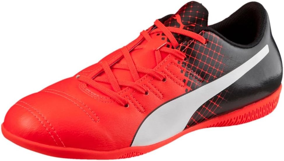 PUMA Unisex-Child Evopower 4.3 Indoor Trainer Soccer Shoe, Red Blast White, 6 M US Big Kid