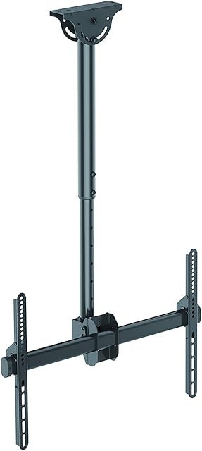 Allcam Single Heavy Duty TV Bracket Ceiling Mount w/Tilt +/- 25°, Swivel 360°, 6° Level Adjustment, Drop Height 560 to 910mm (20 to 36") suits most LCD/LED/Plasma TVs 37-70", Max VESA 600x400