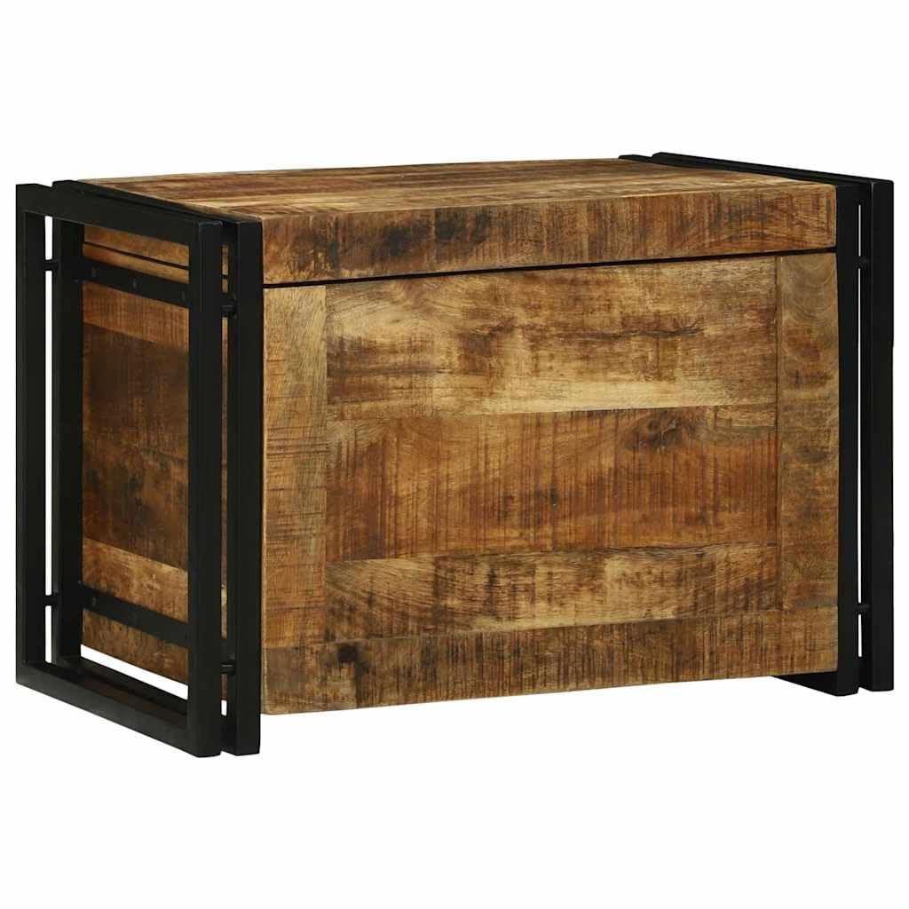 Aufbewahrungsbox Massivholz Mango 60x40x41 cm | Rustikales Design Braun Schwarz, Eisenrahmen, für Wohnzimmer, Decken Magazine