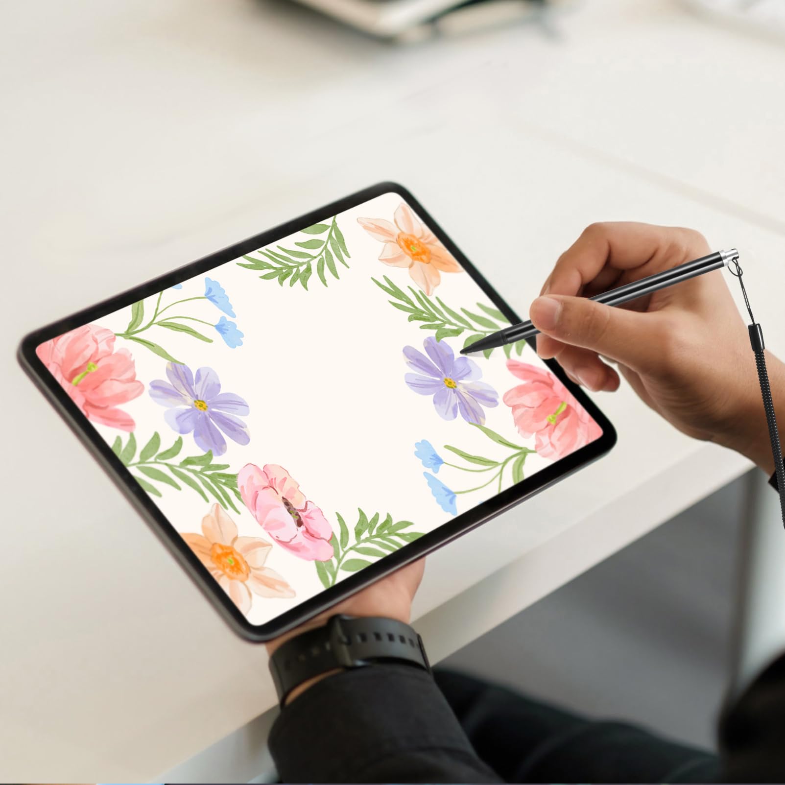 OSALADI Stylet Résistif avec Dragonne et Support pour Écrans Tactiles Stylo de Précision