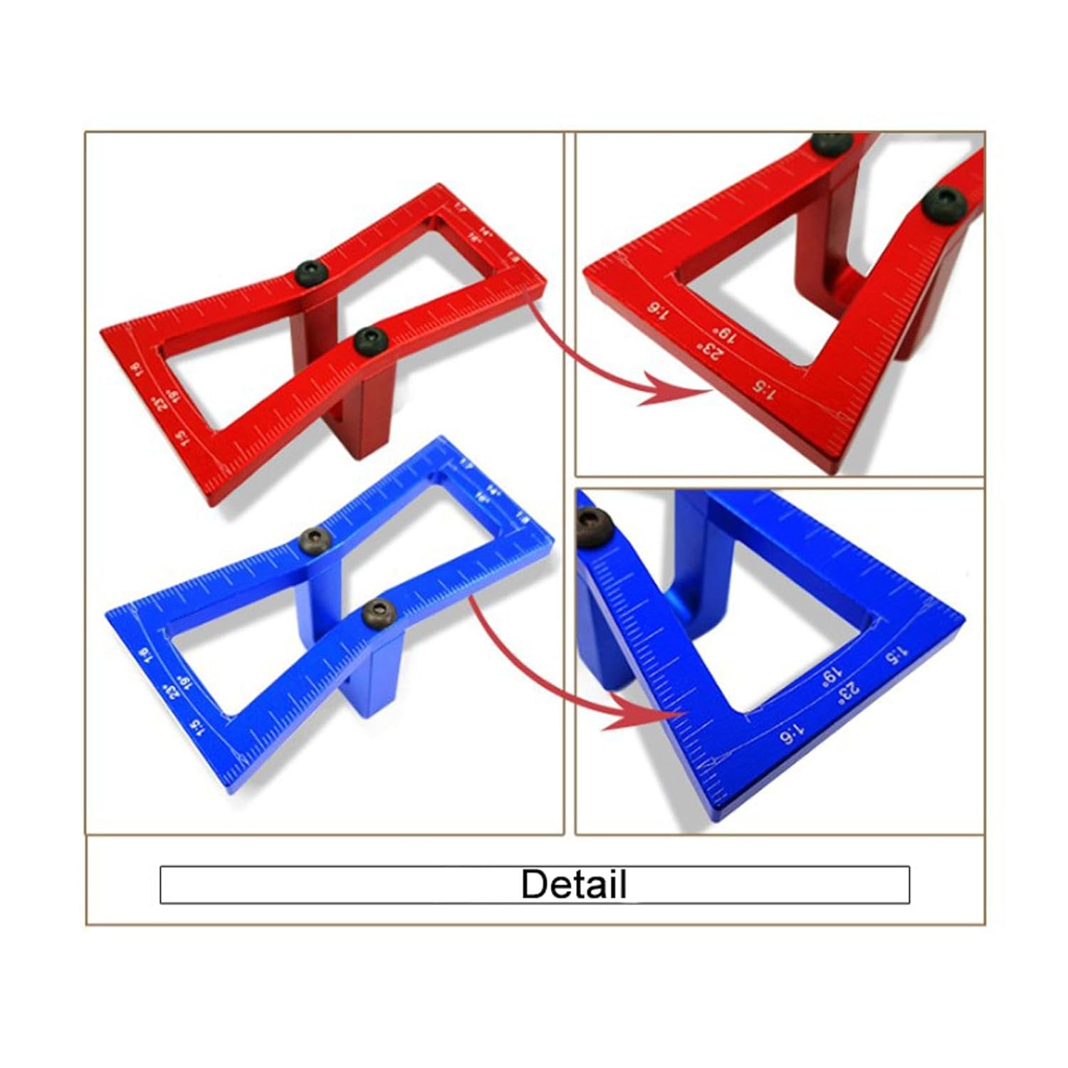 SEIWEI 2PCS Dovetail Marker, Aluminum Alloy Dovetail Marking Jig, Woodworking Dovetail Ruler Marker, Dovetail Jig Guide for Cork, Hardwood, Blue+Red