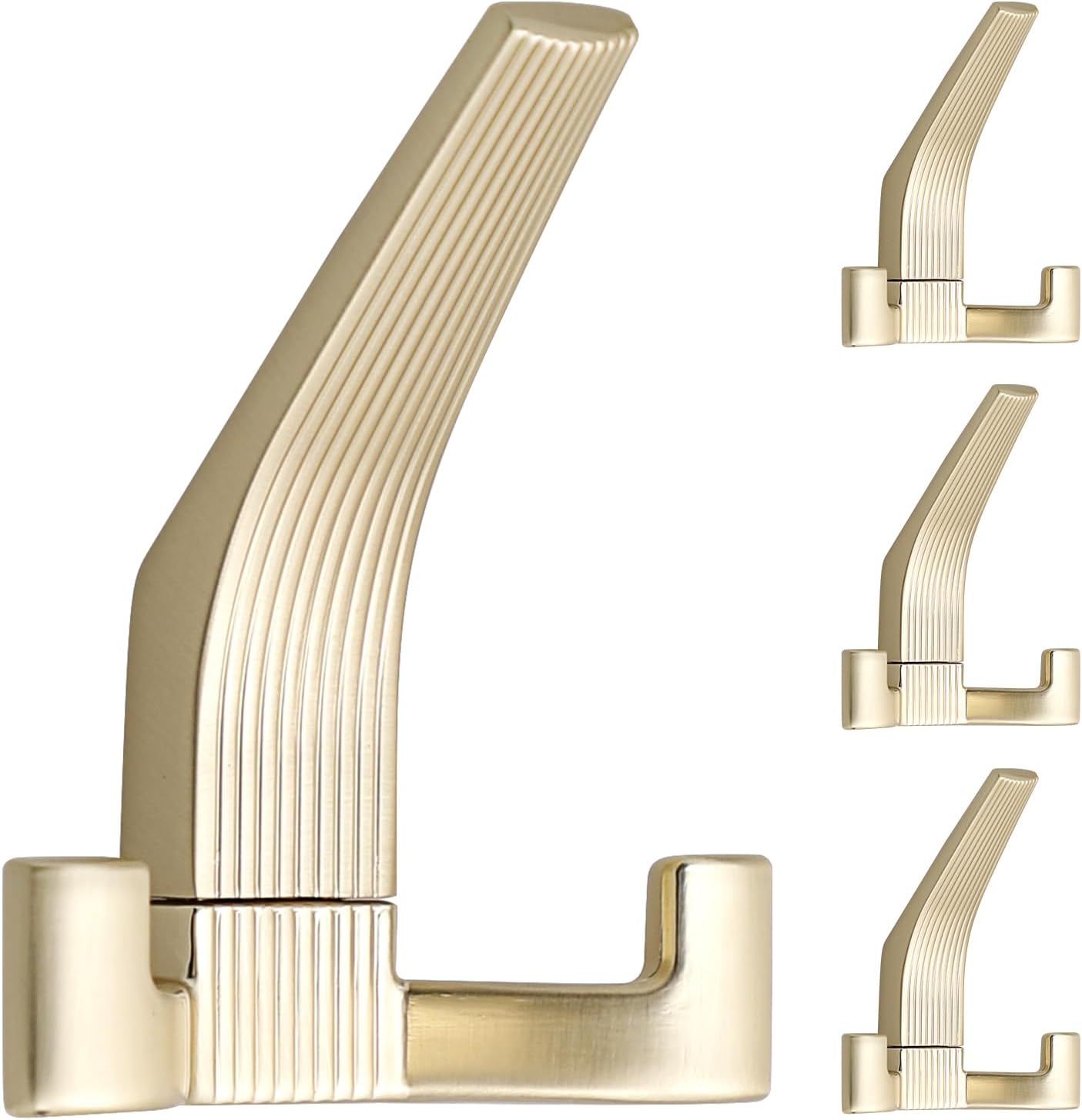 Wall Hooks Heavy Duty, Modern Coat Hooks for Hanging Towels, Bags, Keys, Decorative Wall Mount Hooks for Bathroom, Bedroom, Living Room, Pack of 4 (Silver)
