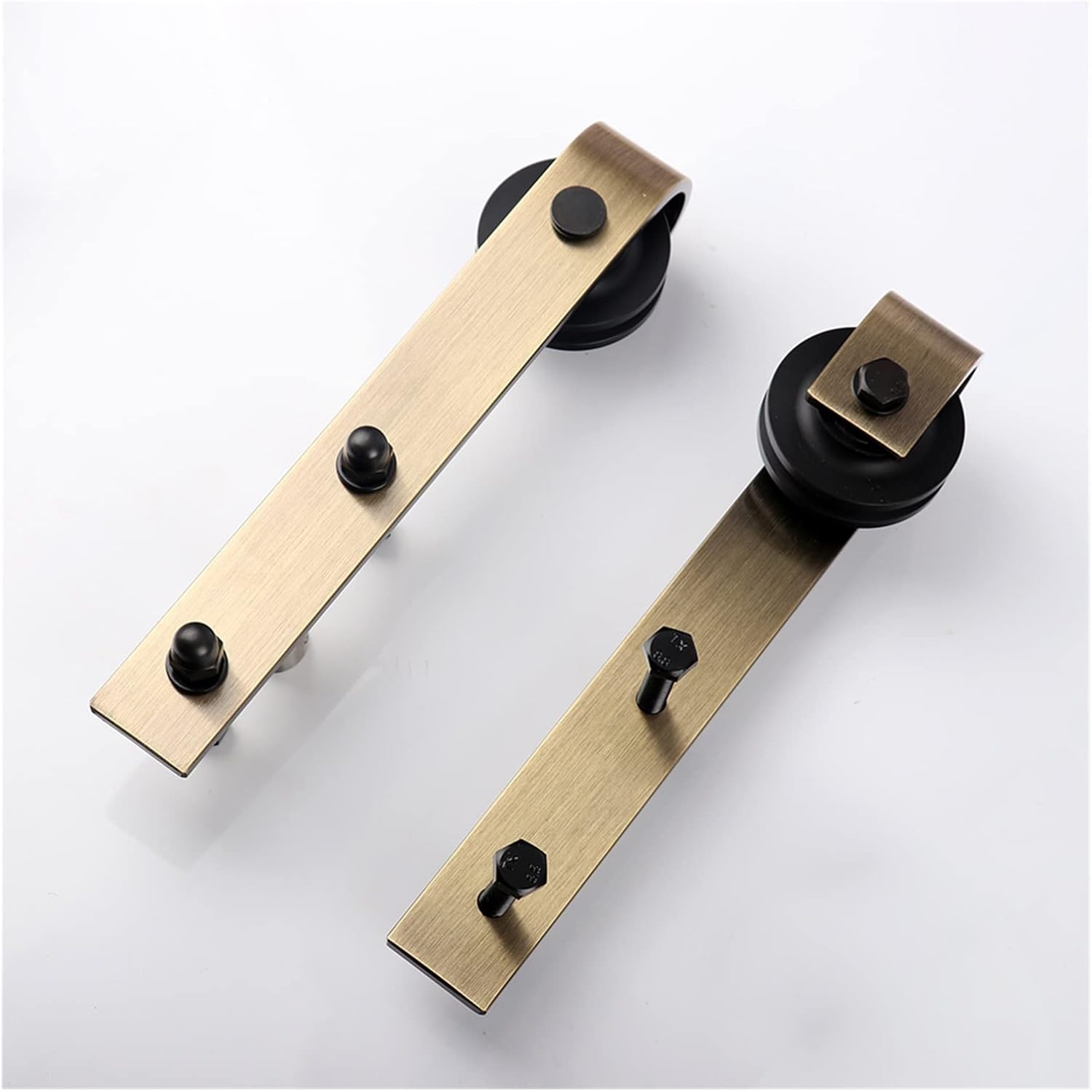 Door Hardware Track Kit 6.6ft Antique Bronze Brass Gold Steel Sliding Barn Door Hardware Kir for Wood Door (Color : 6.6ft kit) (2 Rollers)
