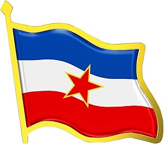 Yugoslavia Flag Lapel Pin - Enamel Metal National Badge | World Travel Souvenir Gifts for Men & Women | Country Flag Patriotic Brooch Bulk Pack of Pins for Hat, Tie, Clothes, Backpack (1pc)