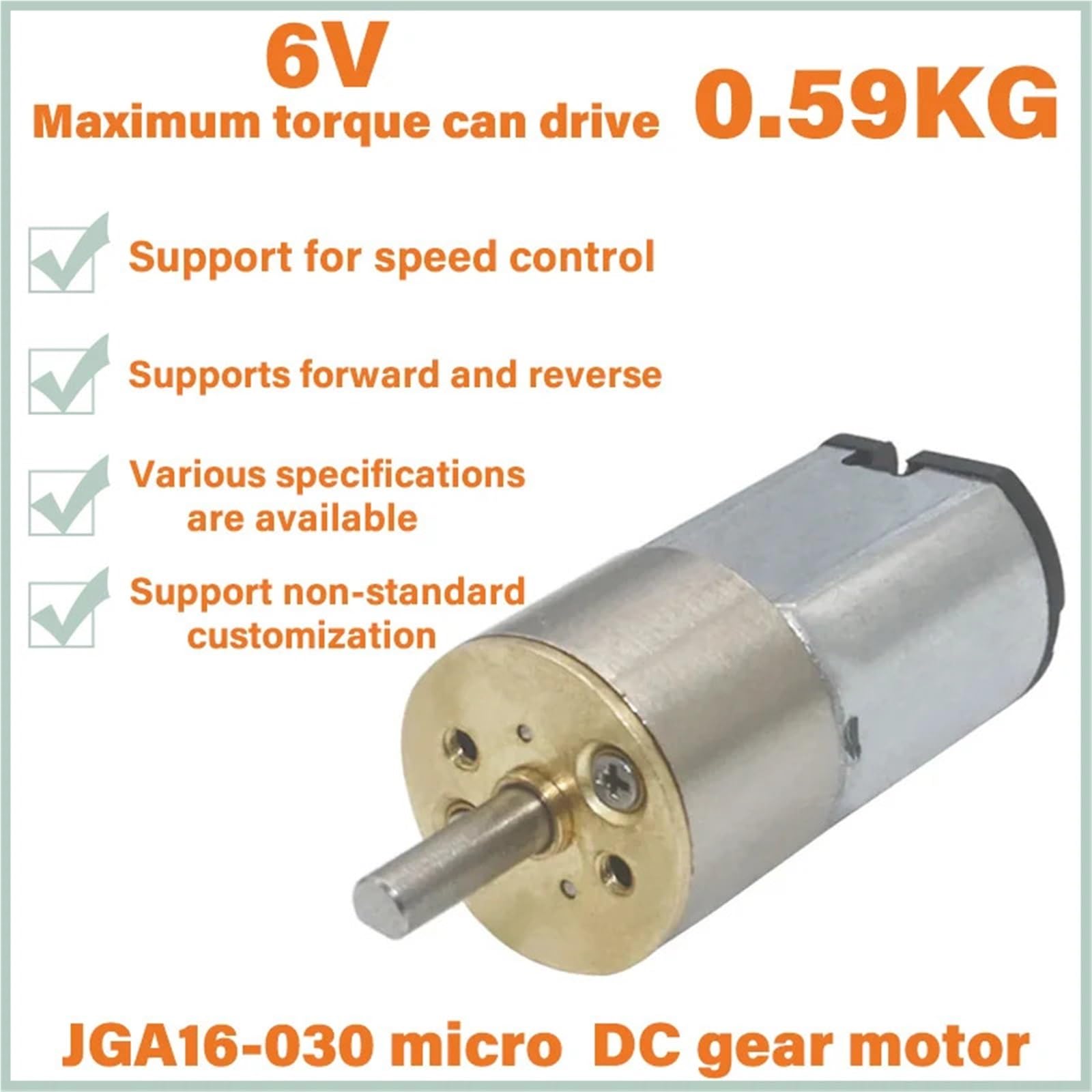 JGA16-030 DC Miniatur-Getriebemotor mit niedriger Geschwindigkeit, Kleiner Motor, langsame Geschwindigkeit, großes Drehmoment, DC6V 12V, intelligentes Auto mit Allradantrieb(6v 50RPM)