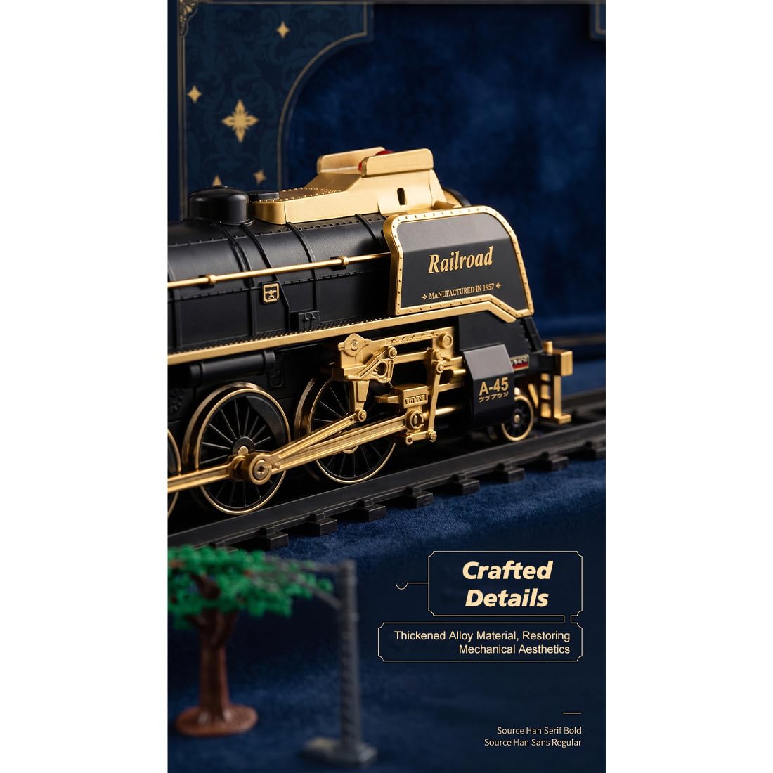 Elektrische Dampflok Eisenbahn mit Schienen Vintage Lokomotive Wasser Rauch Effekt LED Beleuchtung Sound Vorwärts Rückwärts RC Steuerung für Eisenbahn Enthusiasten- 801B-3/RC Version
