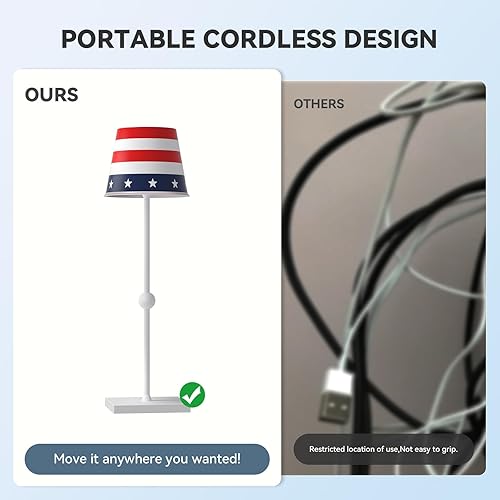 Miniatura 4 de Lámpara de mesa inalámbrica, lámpara de metal de 5200 mAh, 3 modos de luz, lámpara de mesa recargable para sala de estar, exterior (C-blanco, 1