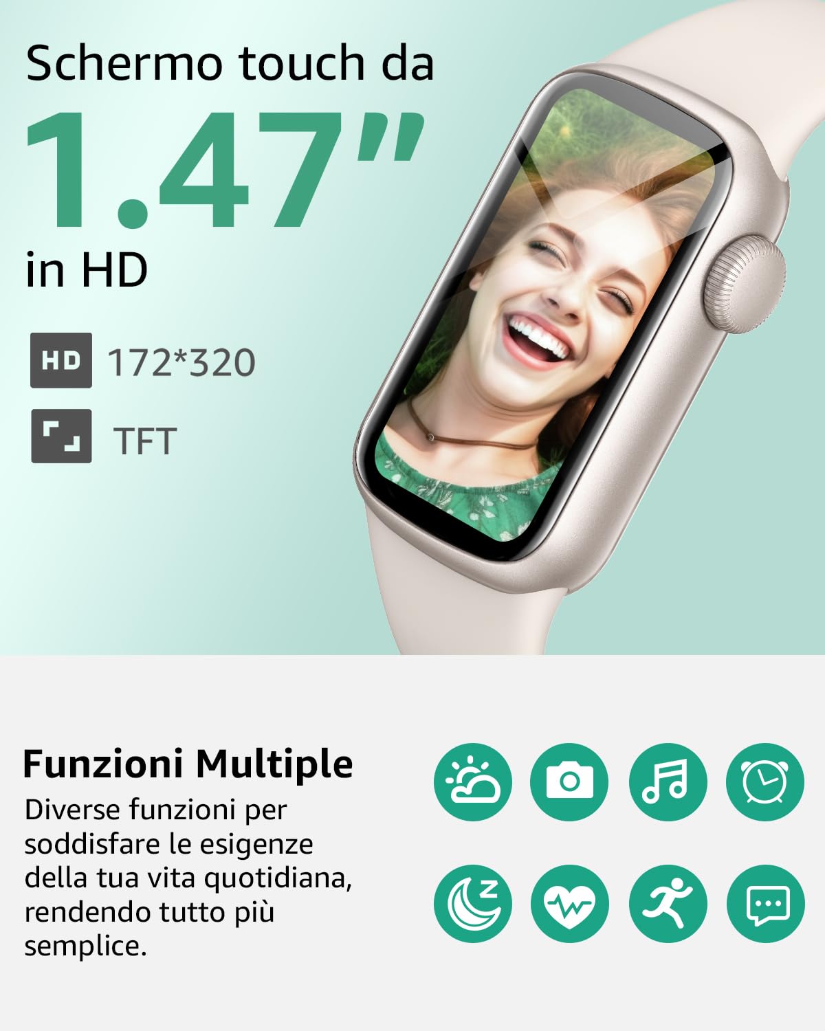 IMFRCHCS Fitness Tracker, 1,47 pollici, display HD con 137 + modalità sportive, Smart Watch con monitor del sonno, contapassi, IP68, impermeabile, orologio fitness per uomo e donna