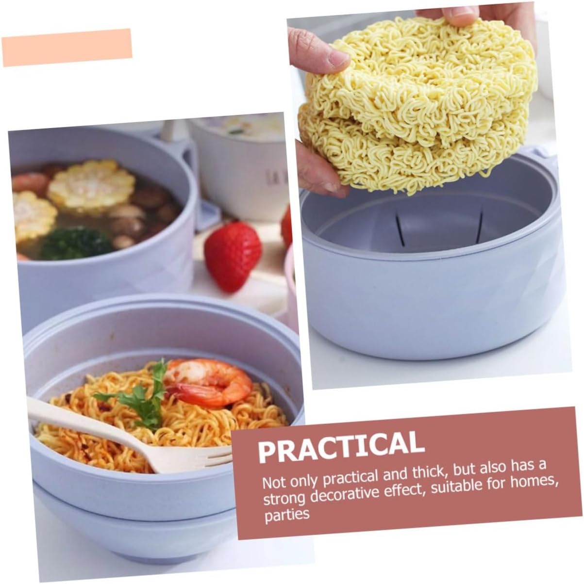1set Large Capacity Microwave Ramen Bowl Set Lid Drain and Noodle Bowl for Instant Noodles Soup and More Essential Kitchen Utensil for Students and Home Use image 5