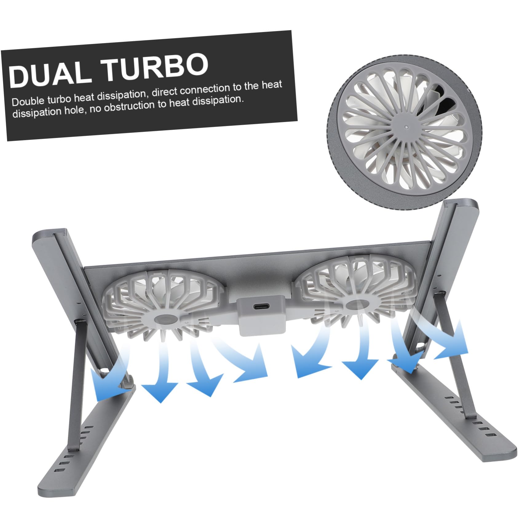 NUOBESTY Soporte Ajustable y Silencioso para Portátil Ventilador Led, Aluminio Resistente, 8 Ángulos Regulables, Adecuado para Juegos y Oficina, Soporte Ergonómico Gris