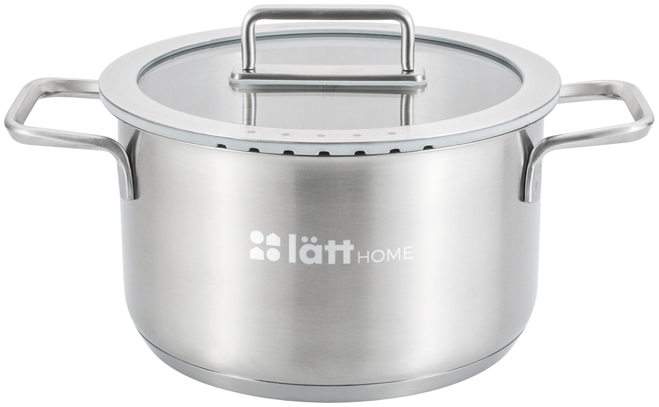 Casseruola in acciaio inox 20 cm diametro adatta per fornelli a induzione in vetroceramica gas elettrico e forno - coperchio con bordo in silicone - fondo Full Induction 5 strati - privo di